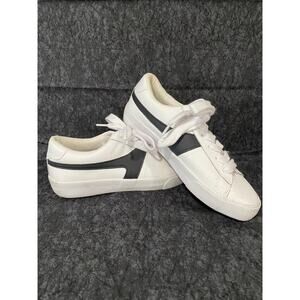 Rachel Zoe Sneakers Size 6.5 Women's White Black Leather Shoes Tennis